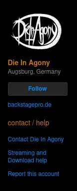 Screenshot of the Bandcamp contact form link
